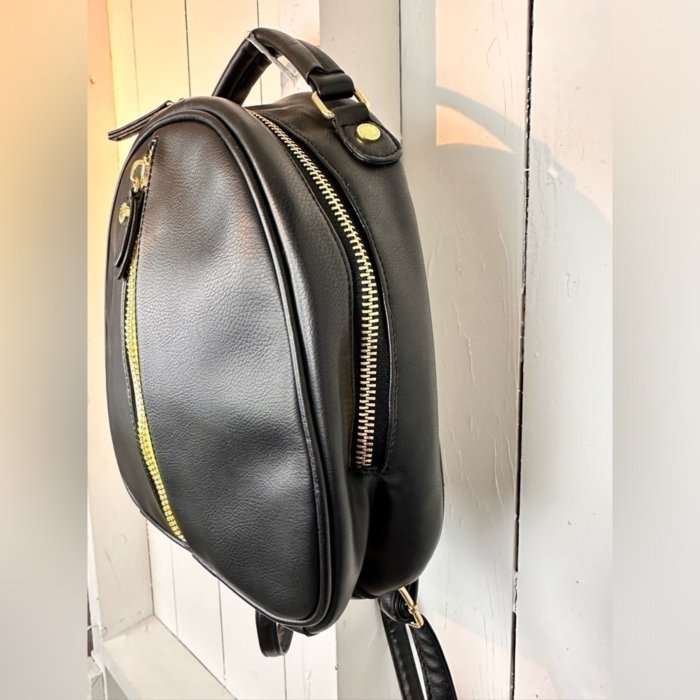 Steve Madden Backpack Multi Zipper Black Yellow Adjustable Strap Purse Bag Tote - Picture 5 of 16